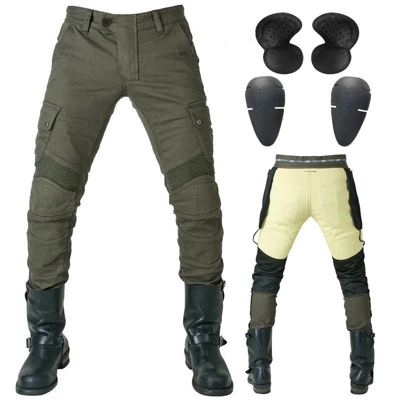 Корейская распродажа зеленые Кевлар мотоциклетные джинсы мужские и женские