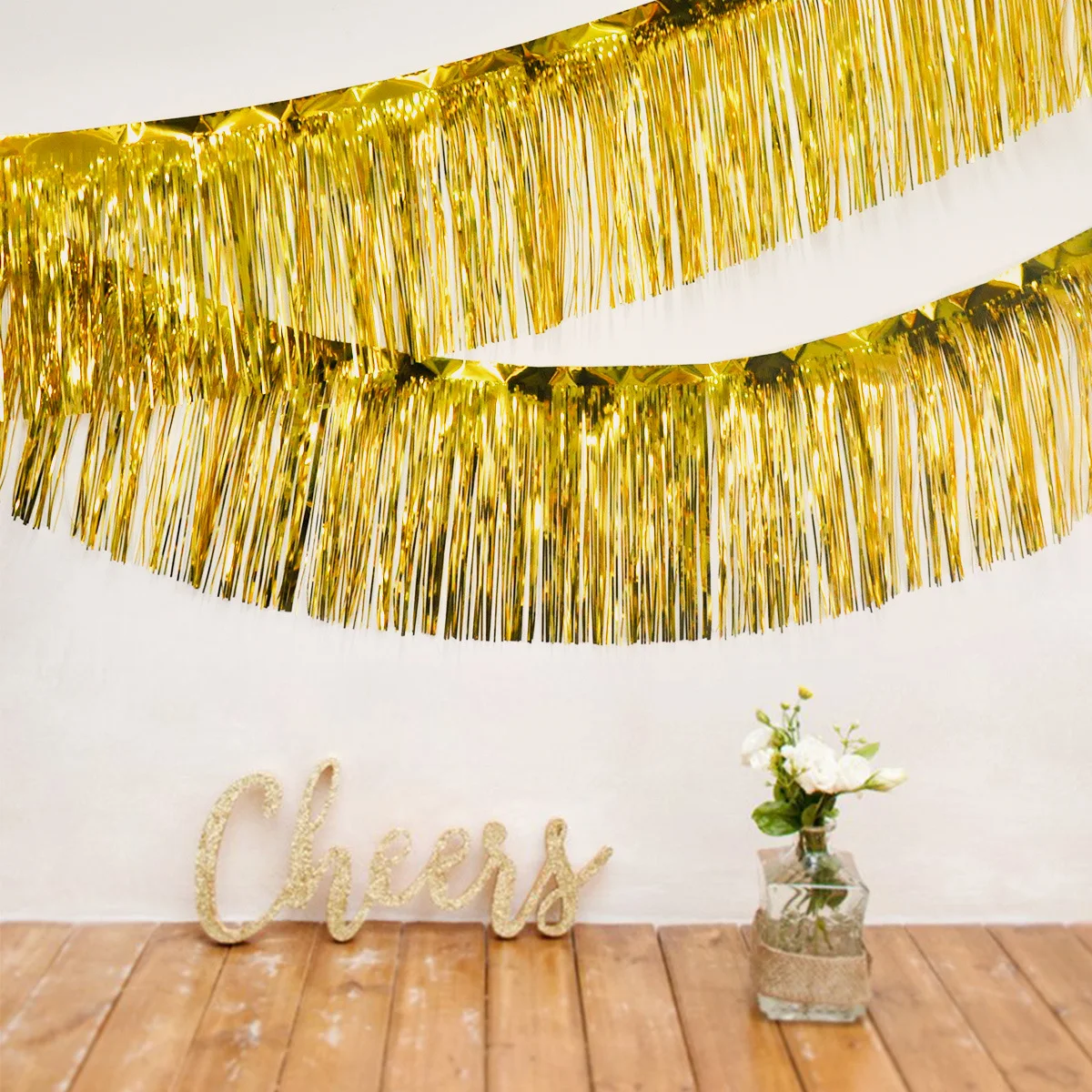 

30CMX3 Meters Rose Gold Foil Tassel Fringe Curtain Tassel Garlands Wall Hanging Wedding Birthday Bunting Kids Photo Booth Decor