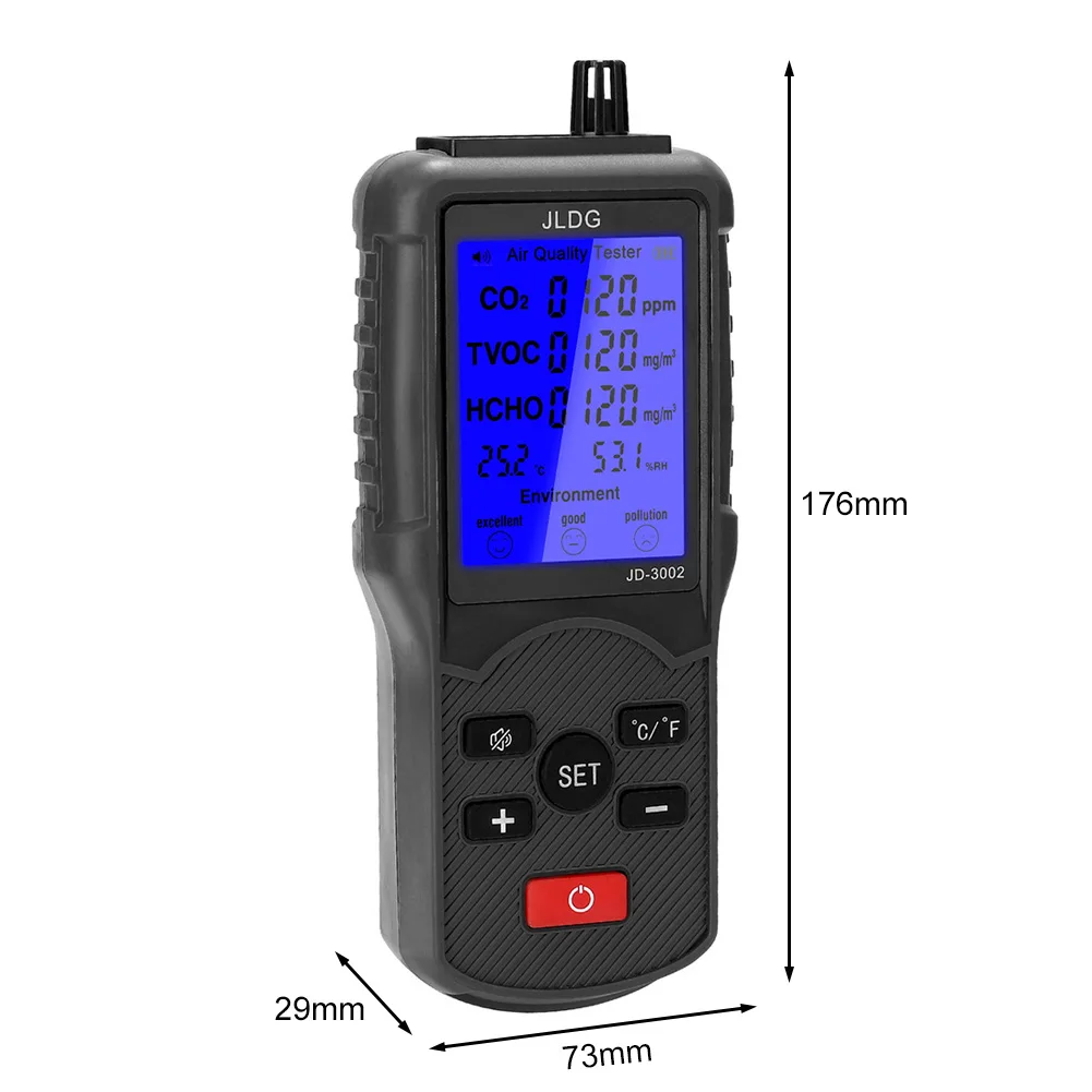 

Multifunctional Air Quality Tester CO2 TVOC Meter Temperature Humidity Measuring Device Carbon Dioxide Monitor Gas Detector
