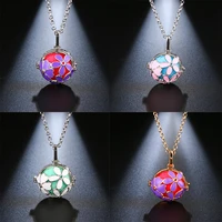 new 6 style colour painted flowers aromatherapy locket necklace exquisite 16mm music ball jewelry for women pendant accessories