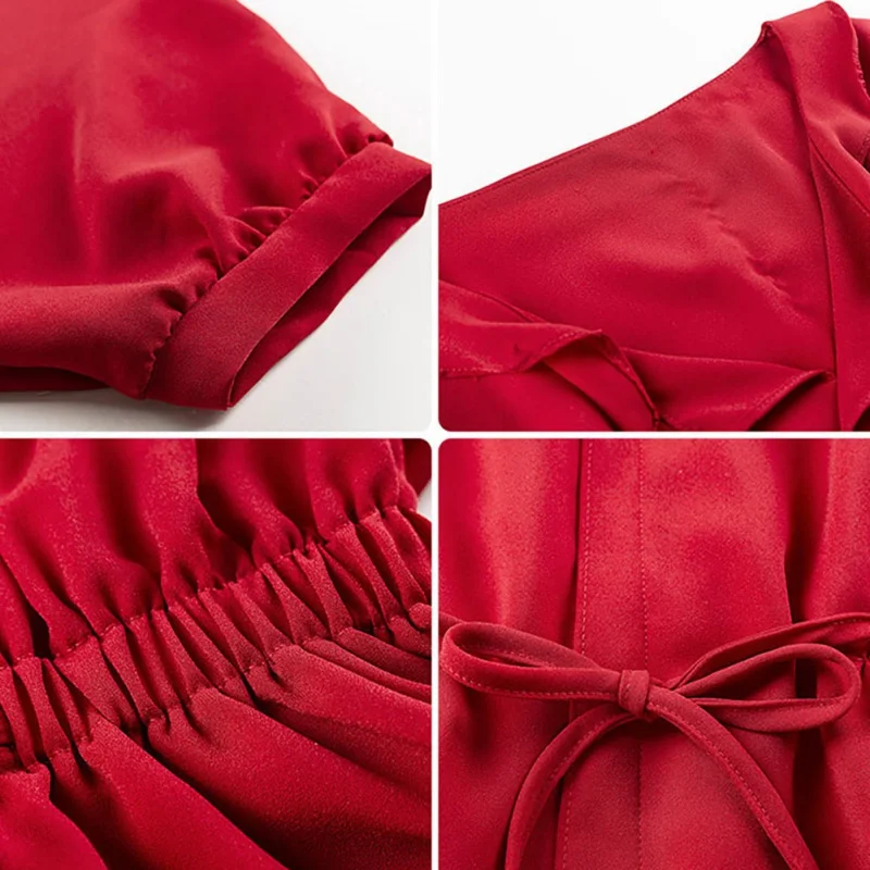 

EFINNY Women Autumn Slim Waist Blouse Shirt Sexy V-Neck Batwing Sleeve Female Shirt Fshion Ethnic Solid Red Blusa 2019