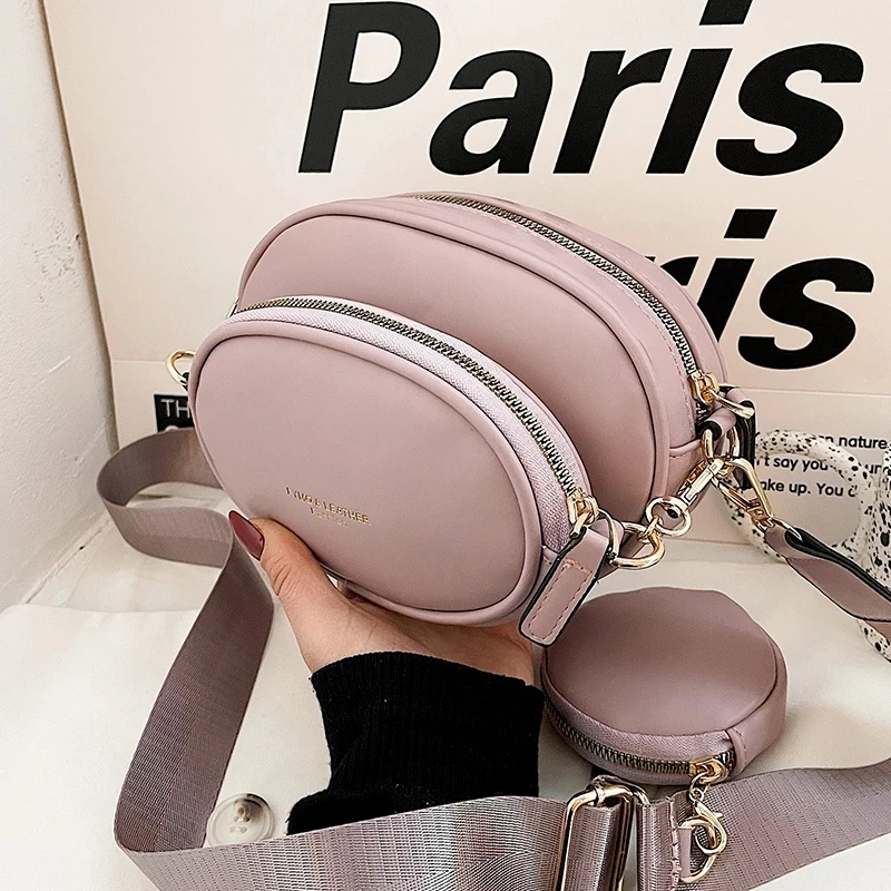 

2 сумки, однотонная сумка через плечо 2021, модная Новая высококачественная женская дизайнерская сумка из искусственной кожи, сумка-мессендже...