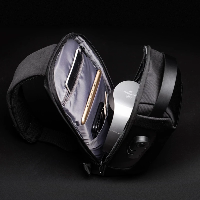 2023Men 's Backpack Combination Lock Multi-function Single Shoulder Bag Locomotive Inclined Shoulder Bag Large Volume Waterproof