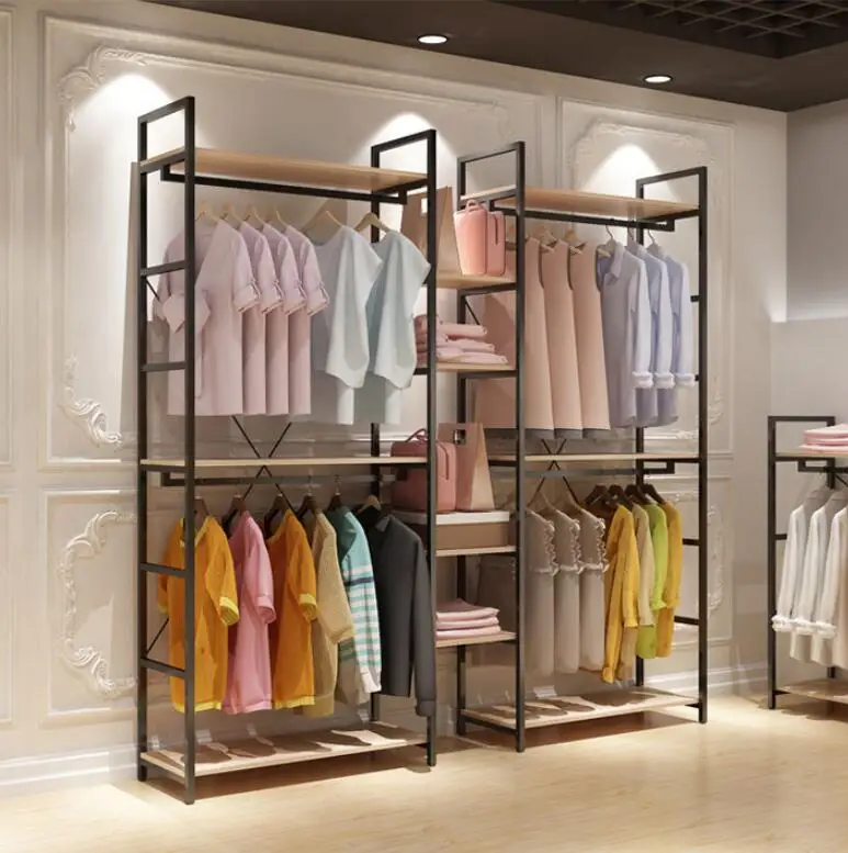 

Clothing store hanger display rack Floor type combination hanger for men and women double coat hanger ironwork rack