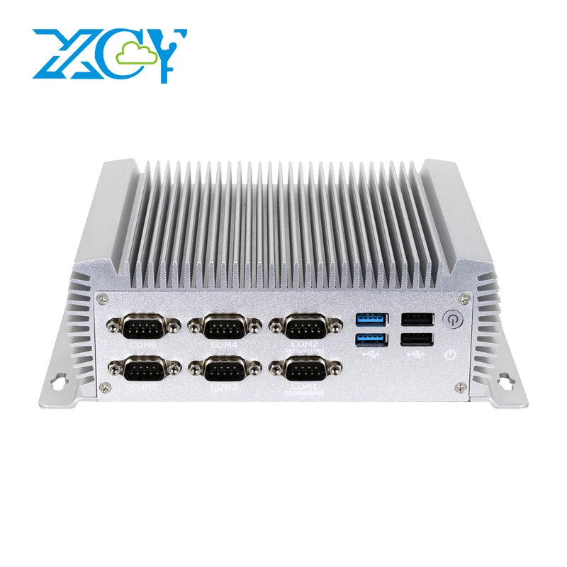 Fanless Industrial Mini PC Intel Core i5 4300U 6x COM RS232 RS422 RS485 2x Gigabit Ethernet 8x USB Support WiFi 4G LTE