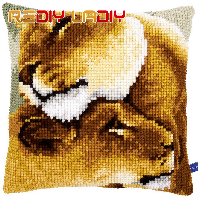 Крестиком чехол для подушки Лев дружбы 100% акриловой пряжи Подушка Чехол не