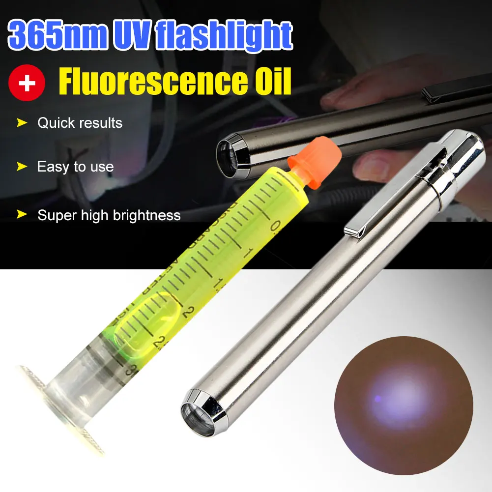 

Stainless Steel 365nm UV Waterproof Led Flashlight Torch Fluorescence Oil Detection Air Conditioning for Car A/C Pipeline Repair