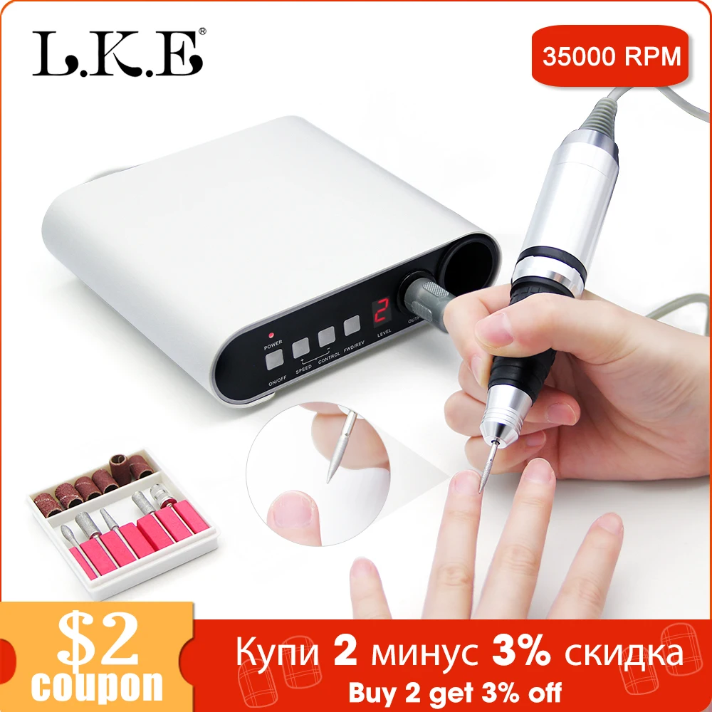 LKE электрическая дрель для ногтей для маникюрных фрез с 12 шт. сверло для ногтей 30000 об/мин Электрический Маникюр Педикюр аксессуары инструменты