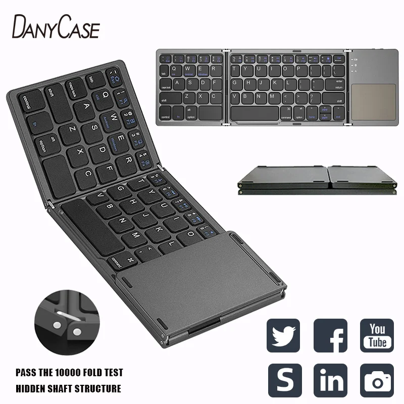 

Mini folding keyboard Touchpad Bluetooth 3.0 Foldable Wireless Keypad for Windows,Android,ios Tablet ipad Phone