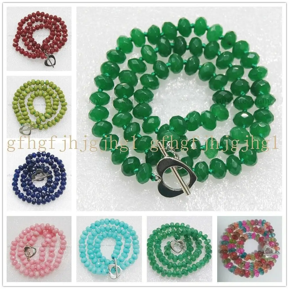 

5x8 мм граненые Рубины/турмалин/Аквамарин/изумрудные драгоценные камни Abacus бусины ожерелье AAA