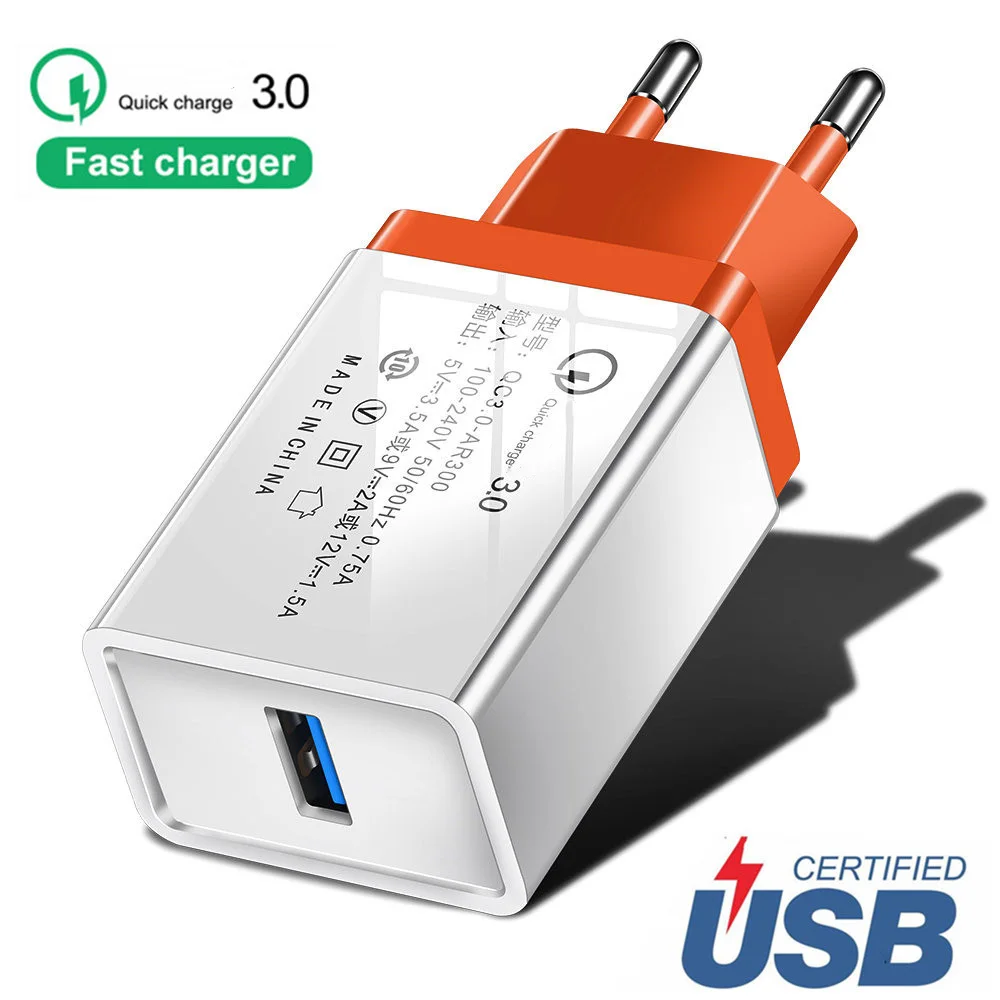Зарядное устройство USB Quick Charge 3,0 2,0, настенный адаптер для быстрой зарядки для iPhone XR, samsung S8, планшетов, зарядное устройство для мобильных телефонов с европейской вилкой