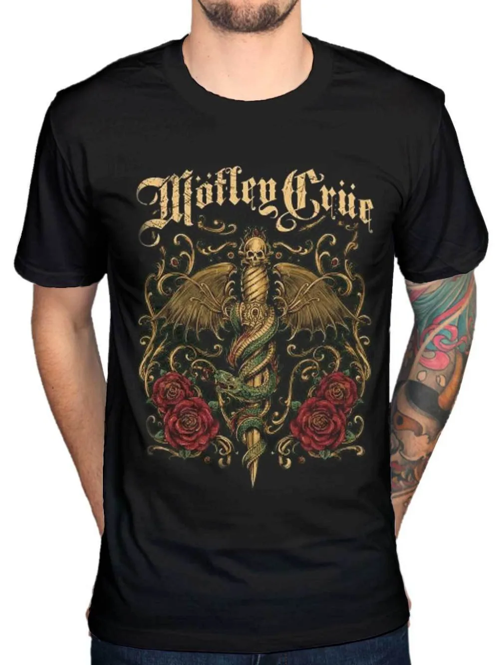 Motley Crue изысканный кинжал Новая графическая футболка Merch Band рок металлическая