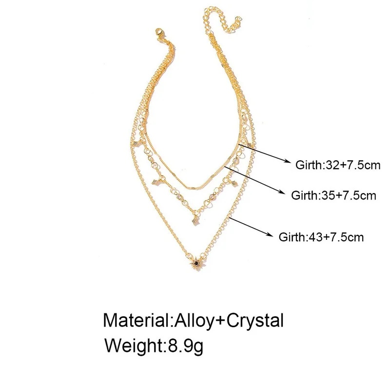 

Bohemian Multi-layer Star Necklace For Women Gold Color Vintage Pendants Necklaces Geometry Chokers Wholesale Jewelry Gift