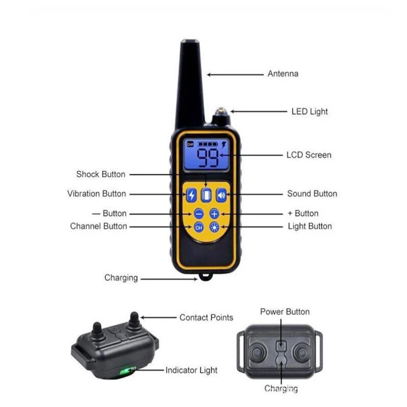 Водонепроницаемый ошейник для дрессировки собак электрошоковый перезаряжаемый