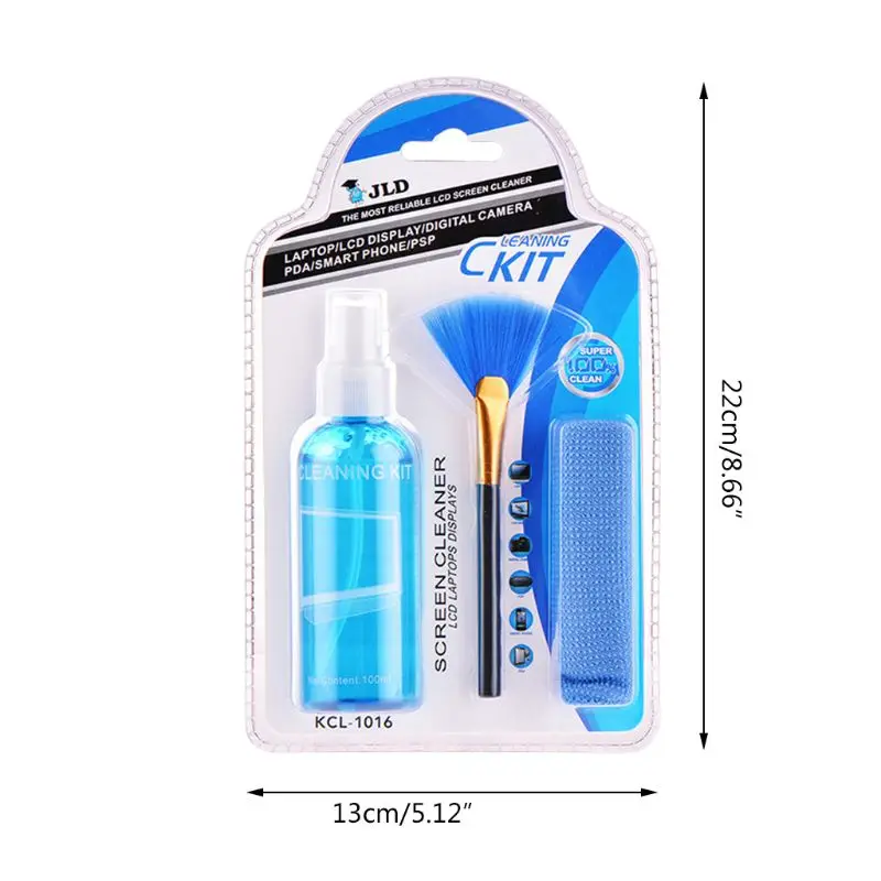 

3 Pcs/Set Screen Cleaner Solution for Laptop/Phone/ iPad/Eyeglass /Household Appliances Cleaner Includes Spray + Brush +