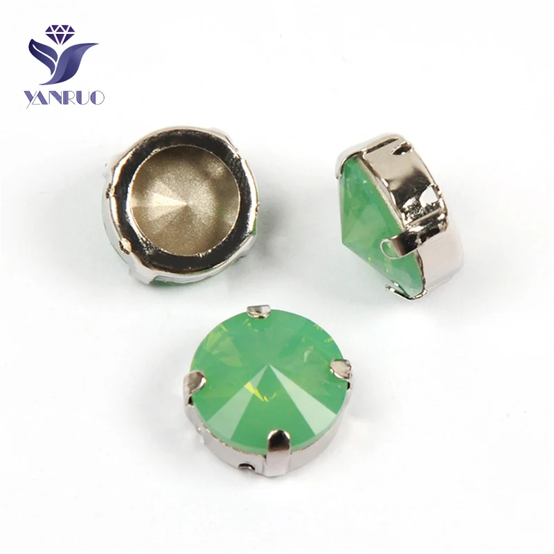 Pacific Opal Yanruo 1122 стакан Rivoli Strass хрустальные маскарадные камни металлическая установка DIY заостренный назад пришить стразы для поделок - Цвет: Pacific Opal