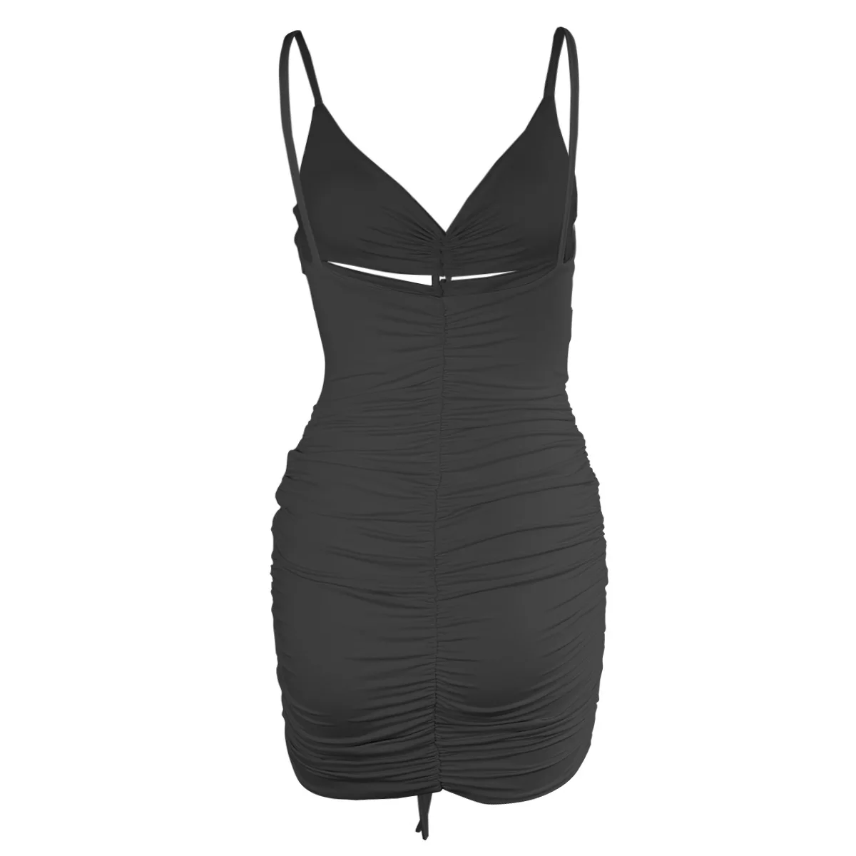 

Hollow Out Drawstring Ruched Ladies Bodycon Club Party Dress Women Sleeveless Backless Sexy Mini Cocktail Dress Vestido Fiesta