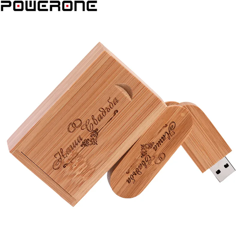 POWERONE Бесплатный Пользовательский логотип деревянный портативный USB флеш
