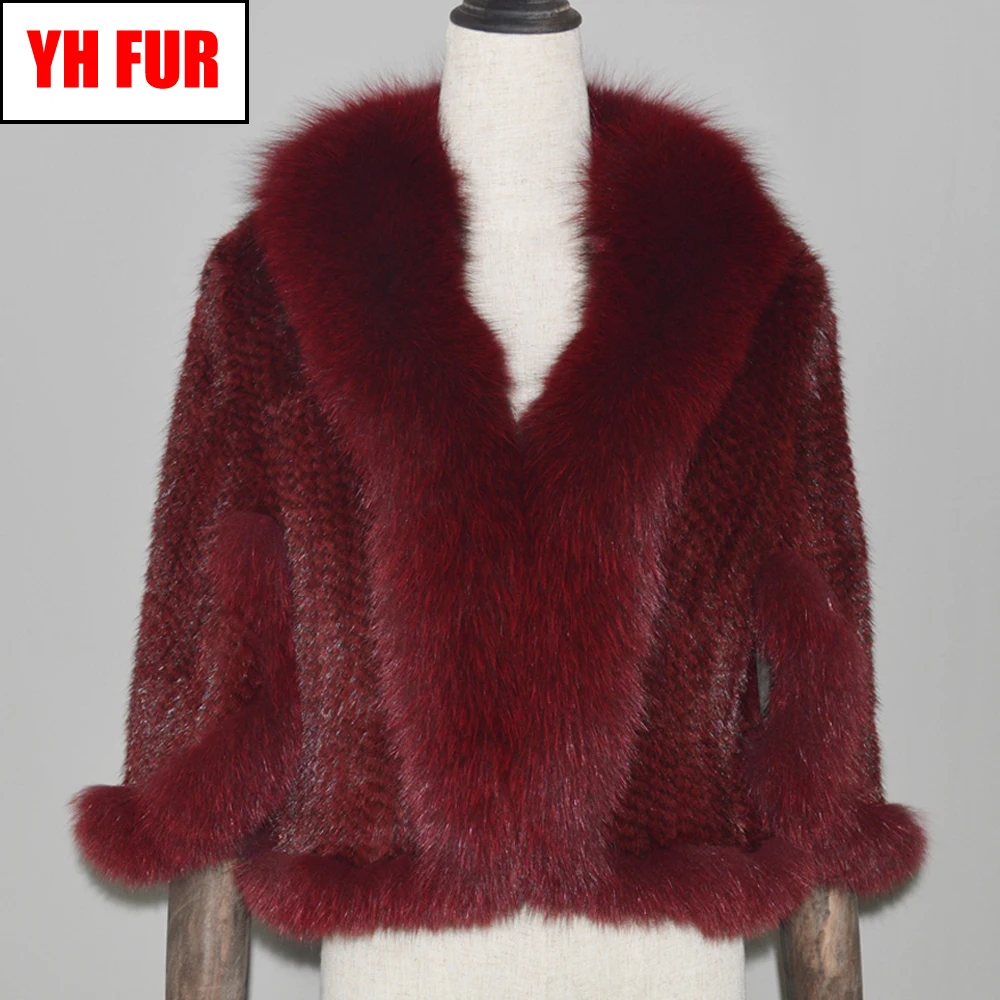 Лидер продаж 2020 натуральный мех норки Пашмина Женское зимнее пончо из