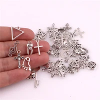 mixed 50x tibetan silver tone cross note charm pendants for bracelet necklace jewelry accessory diy craft jewelry making