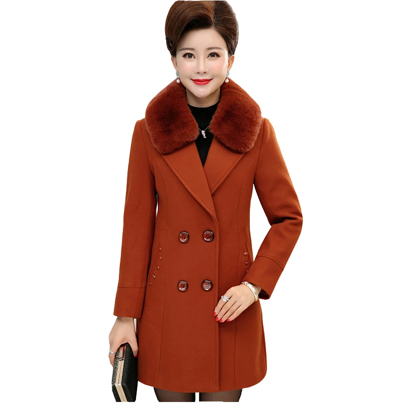

Winter Womens Elegant Slim Large Size 4XL Coat High Quality Street Style Korean Medium length POLO collar Wool Windbreaker Coats