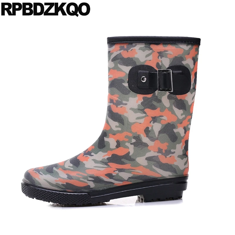 Мужские Водонепроницаемые ботинки на искусственном меху красные камуфляжные с