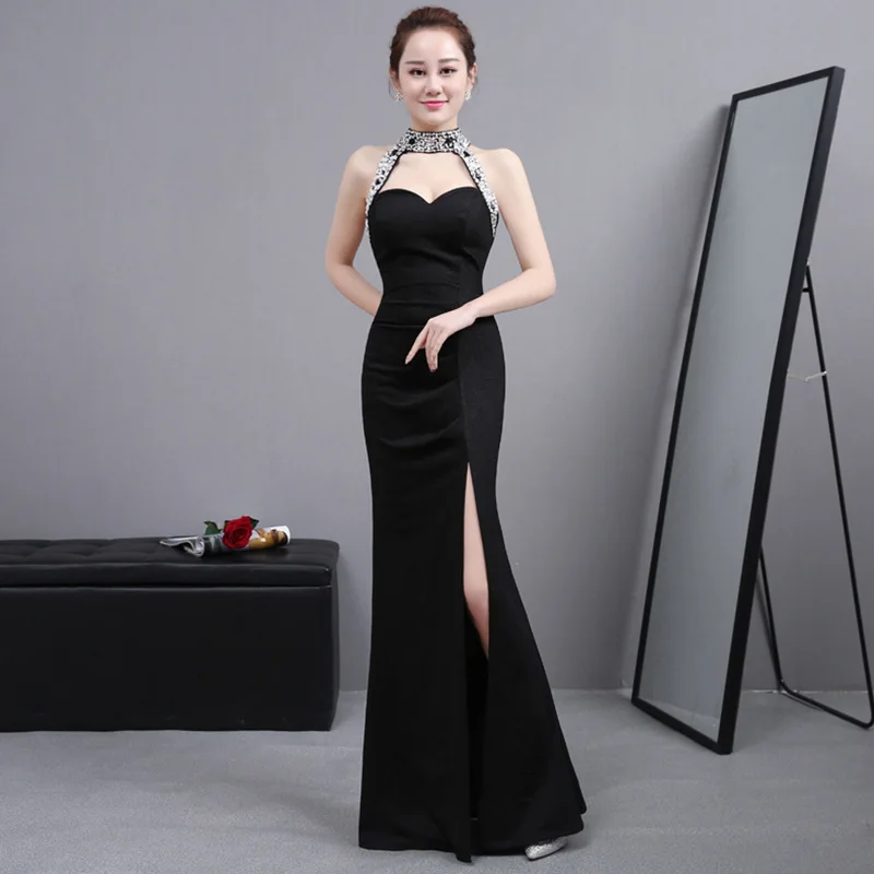 

2020 Модные Вечерние Платья Qi Pao, женское традиционное китайское платье Qipao, акция, платье, Восточная Русалка, сексуальный чонсам, черный