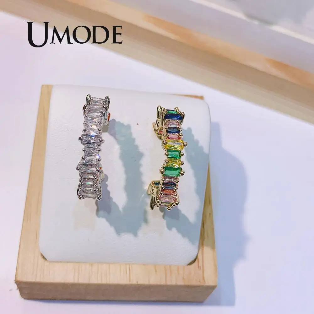 Женские серьги-кольца UMODE в Корейском стиле винтажные разноцветные золотые
