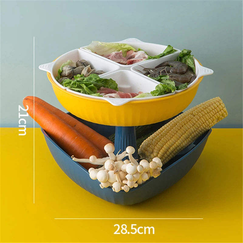 

Multi-layer Hot Pot Ingredients Draining Basket Creative Hot Pot Rotating Vegetable Washing Draining Basket Party Food Container