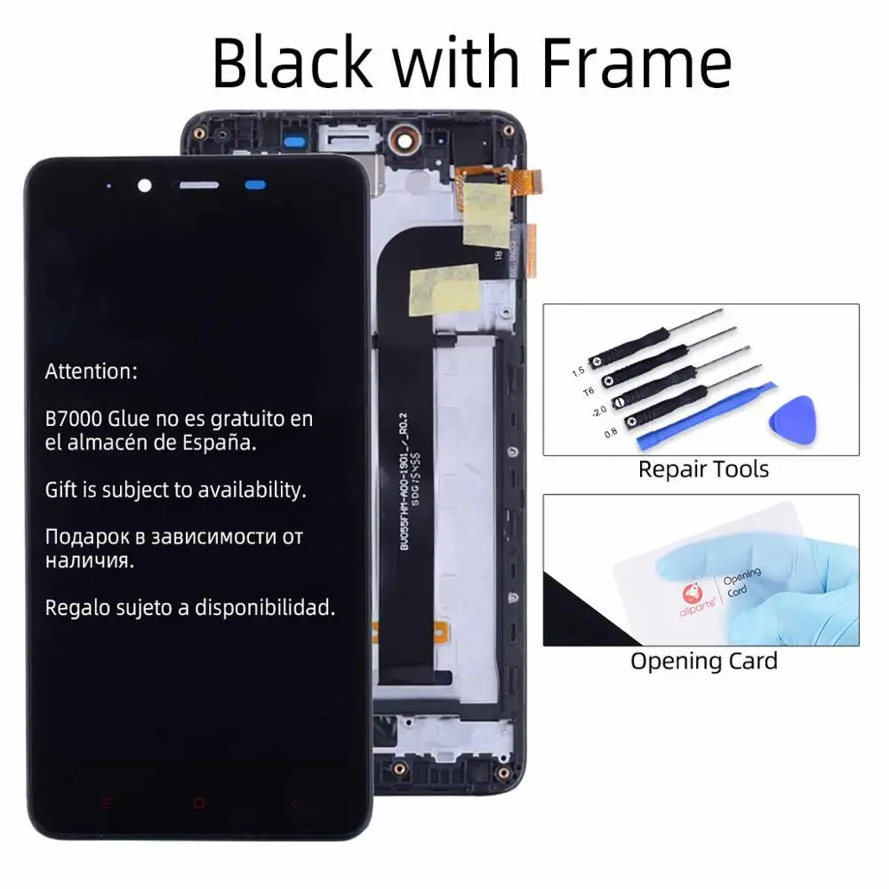 Дисплей для XIAOMI Redmi Note 2 LCD в сборе с тачскрином на рамке 5.5'' черный - Цвет: Black with Frame