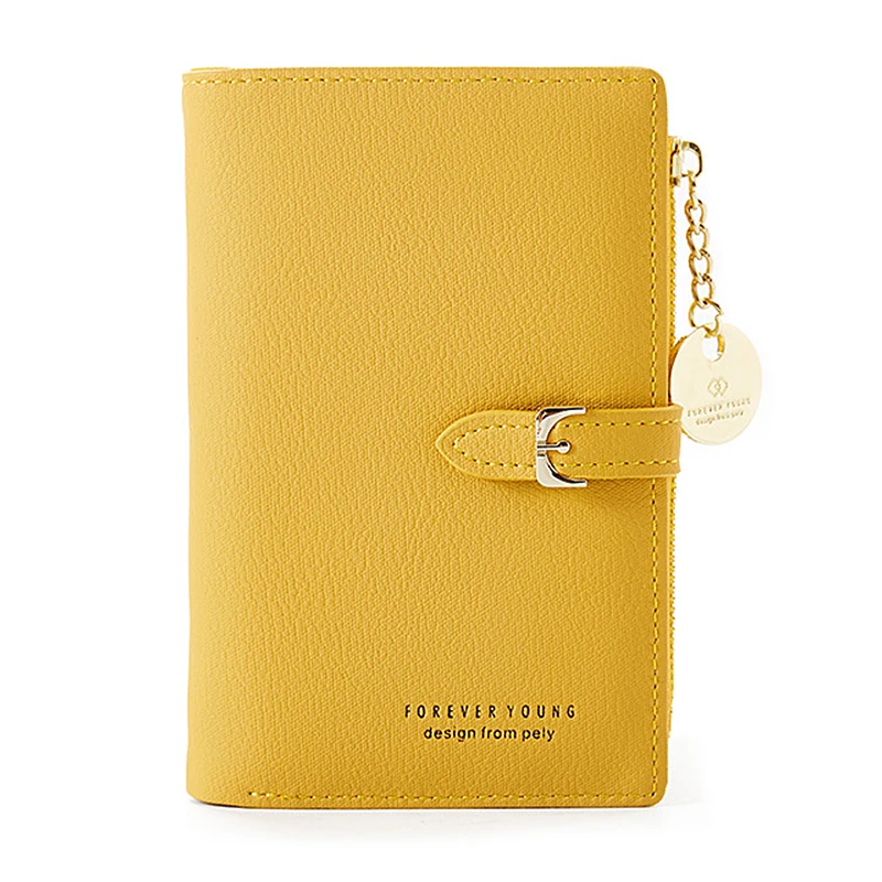 Женский кошелек простой короткий в стиле ретро однотонный на застежке молнии для