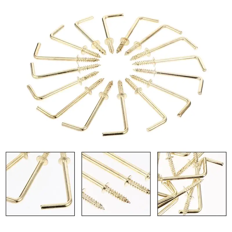 

100pcs Durable L Shaped Practical Screw Hooks Self-Tapping Hooks Right Angle Hooks