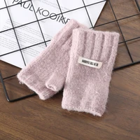 winter warm thickening wool gloves exposed finger thick gloves women glove without fingers mittens knitted fingerless gloves