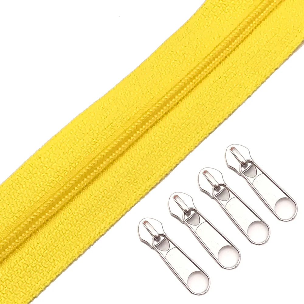 110 Lemon Yellow 3 м 3# нейлоновые катушки молнии навалом с 5 шт. молнии слайдер-для костюма, одежды, других рукоделия - Цвет: 110 Lemon Yellow