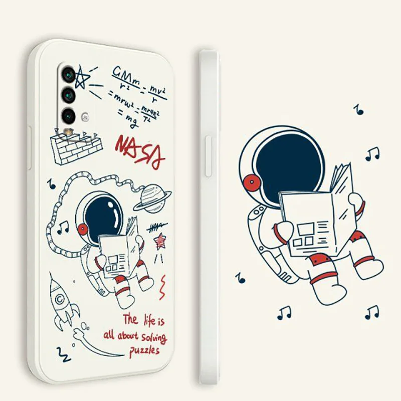 

Case For Samsung A32 A52 A51 A71 Camera Protection Cases Galaxy A31 A50 A30S A50S A12 M12 Cute Astronaut Soft Back Covers