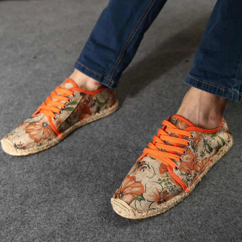 

2021 Summer New Linen Men's Fisherman Shoes Casual Espadrilles Handmade Weaving Fashion Casual Beach Flat Driving Shoes Big Size