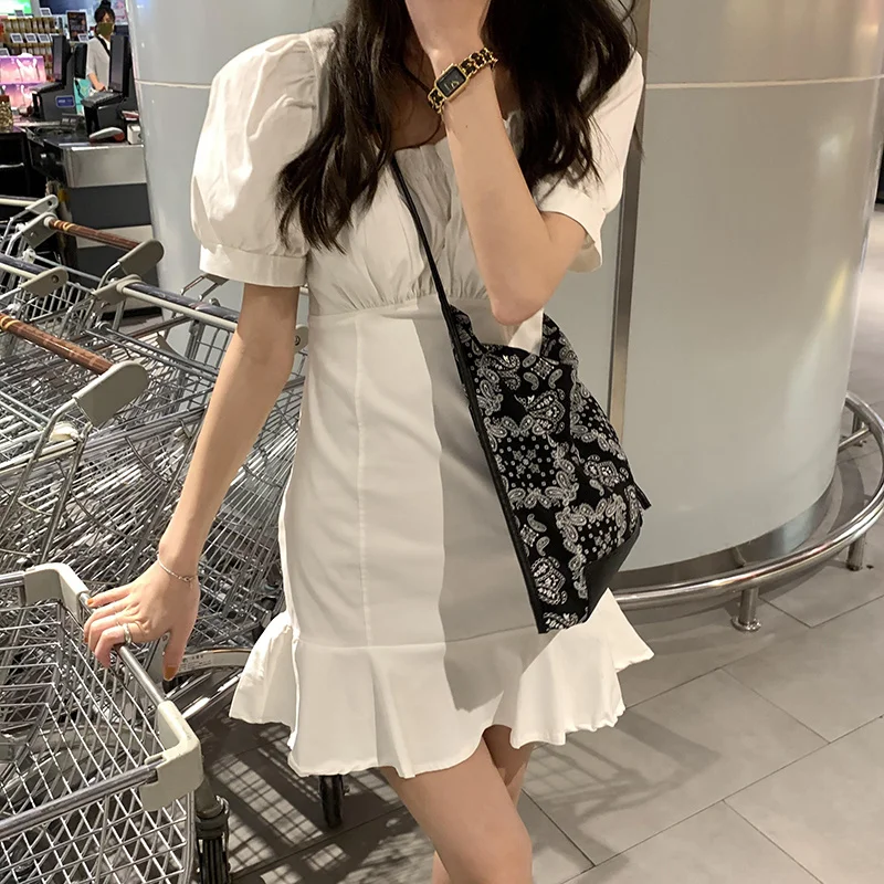 Платье женское с пышными рукавами и оборками | Женская одежда