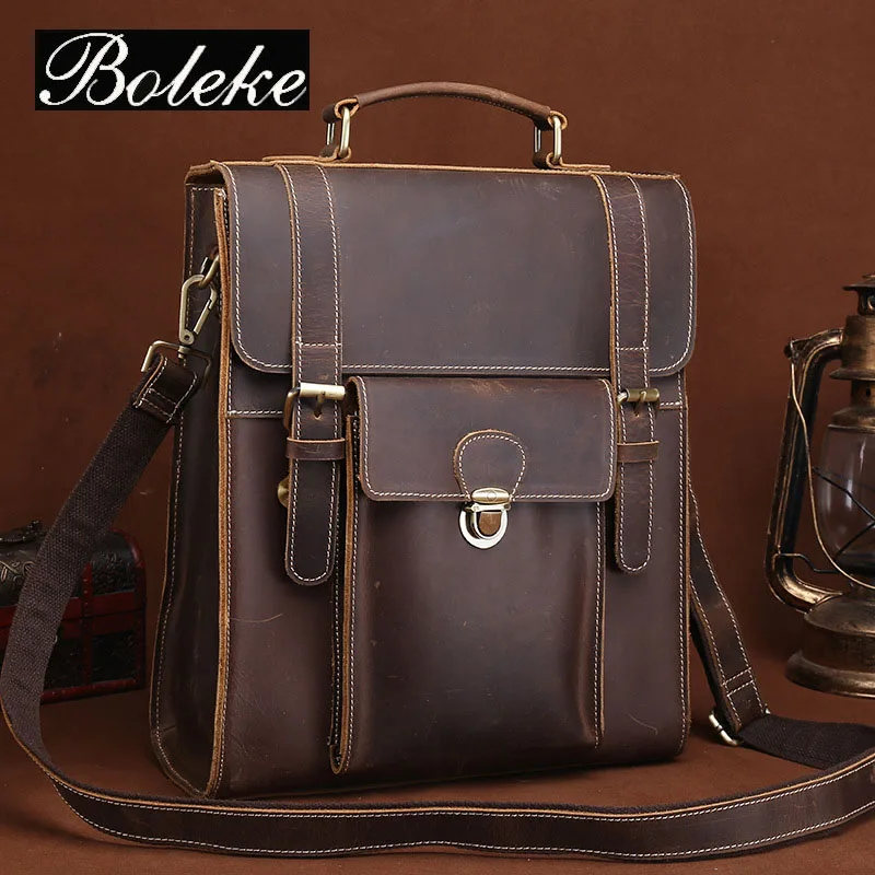 Мужской рюкзак из натуральной кожи Крейзи Хорс винтажный Ретро Рюкзак ручной