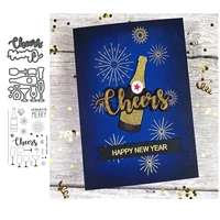 champagne cheers wine letters metal cutting dies and clear stamps scrapbooking craft stencil diy album sheet mold mould decor