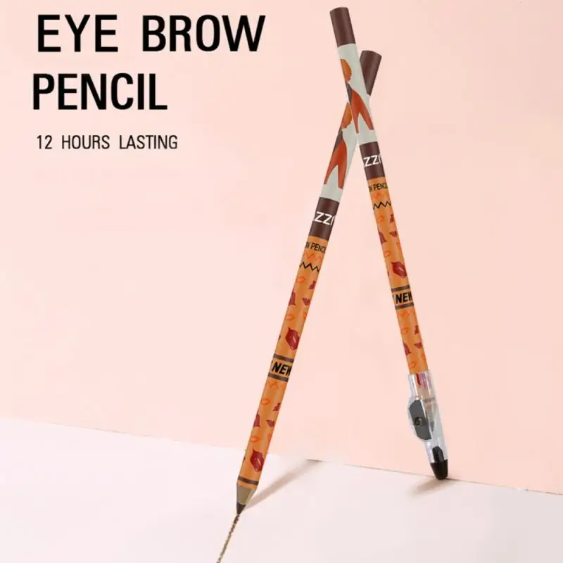 Карандаш для бровей черного и коричневого цвета с пилинговым ножом легкая