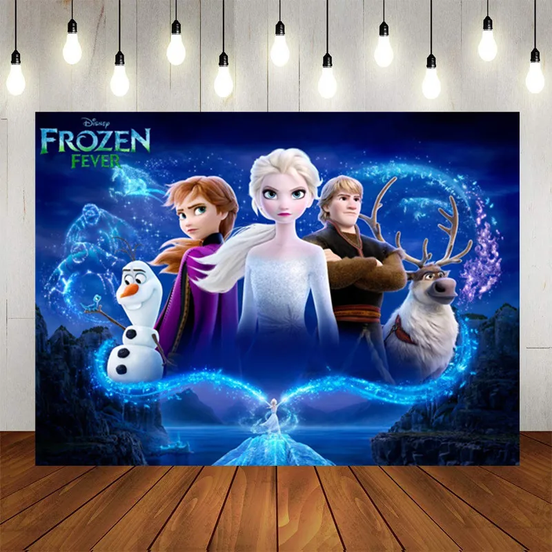 Fondo de princesa de Frozen de Disney, decoraci&oacute;n de zona de fotos de Anna y Elsa para ni&ntilde;os, fiesta de cumplea&ntilde;os, celebraci&oacute;n, evento-0