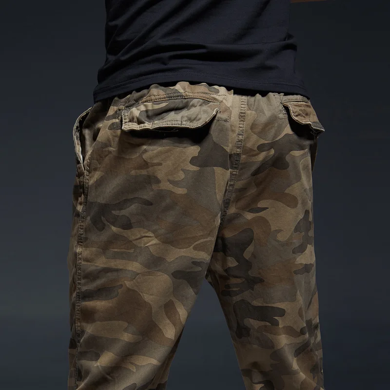 

New Men's Clothing Casual Sports Trousers Fashion Trend Camouflage Pants Tie Feet Four Seasons Cotton Cargo Pants Worsted