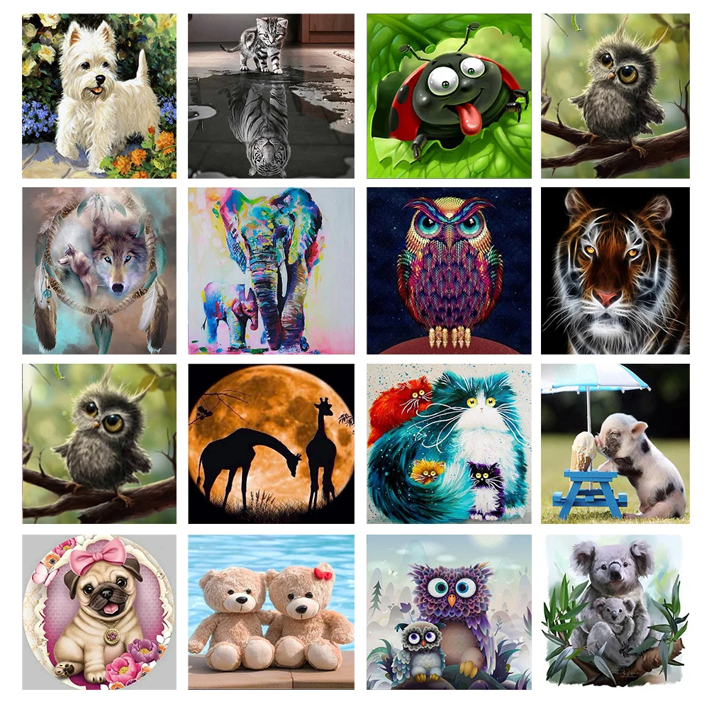 

Full Round Drill Diamond Painting Kit Set Cute Animal Diamond Embroidery Mosaic Cross Stitch Home Decoration Gift Pig And Dog