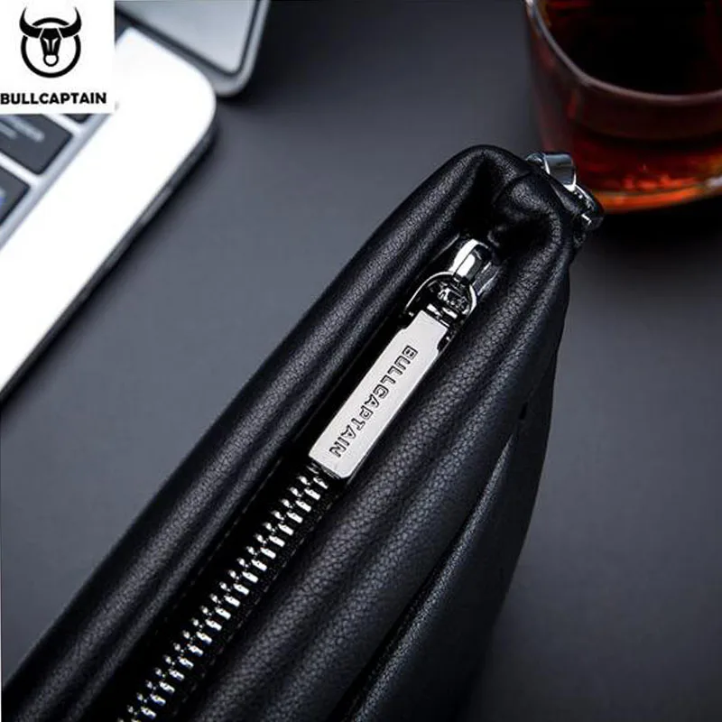 BULLCAPTAIN Unisex clutch bag wallet leather men bag Business  fashion men casual bag for  iPad Handbags Men Clutch Bag