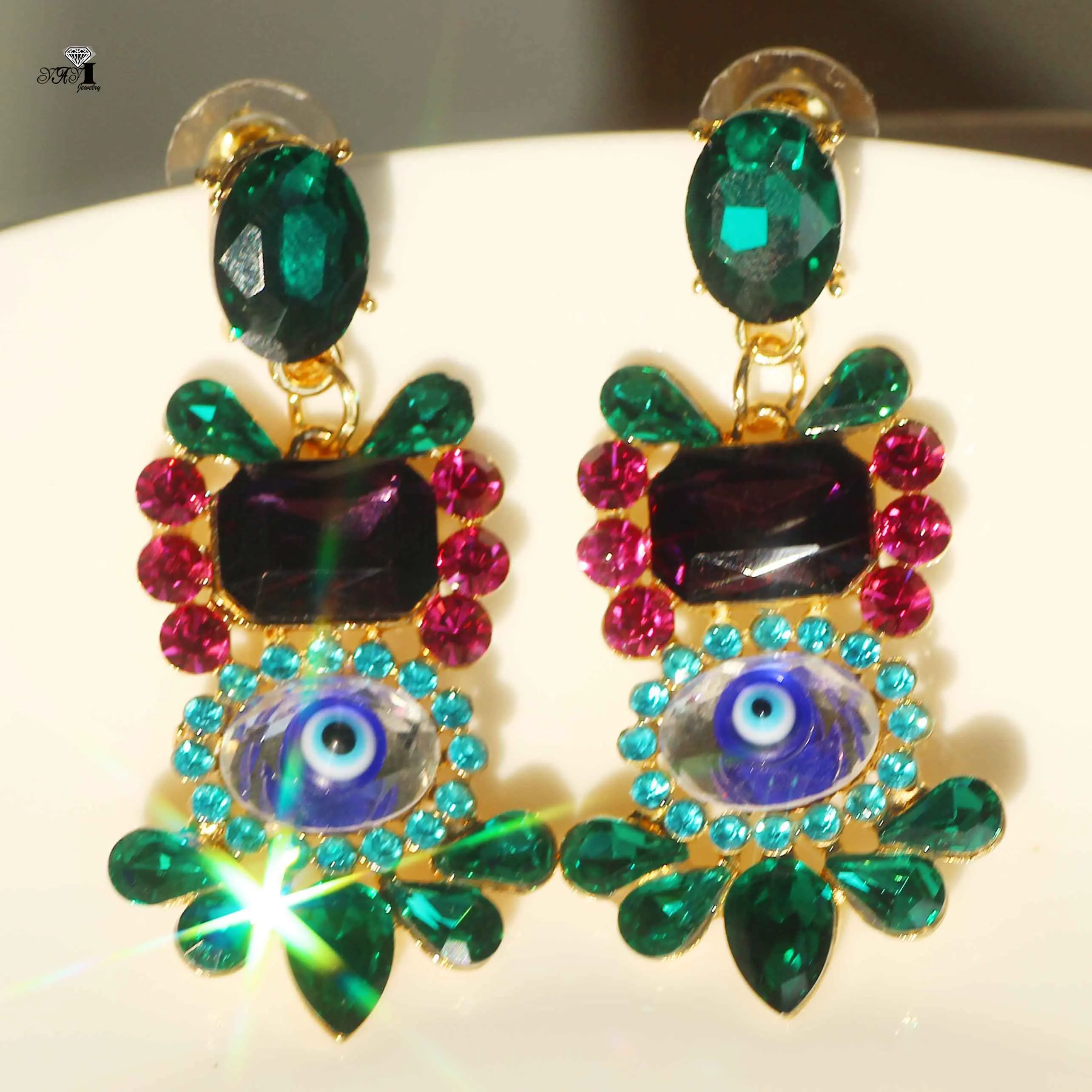 Ювелирные изделия YaYi модная разноцветная стекла жемчужные серьги с украшением в