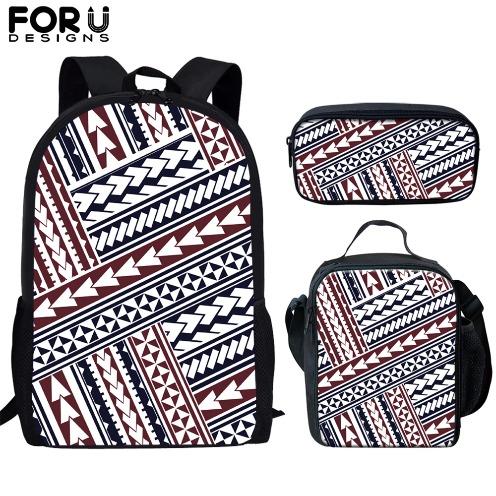 

FORUDESIGNS Teenager Backpack Polynesian Tribal Pattern Design Girls Boys Schoolbag 3Pcs/Set School Bags Mochila Escolar