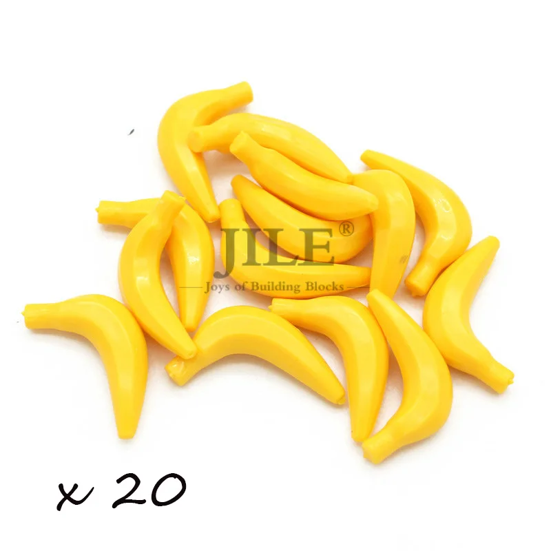 33085 banana 20pcs Moc Food Building Blocks Fruit Apple Banana Frish Dish Drumstick Sausage Bone DIY Bricks Bulk Set Compatible with City View Toys - Цвет: 33085 banana 20pcs