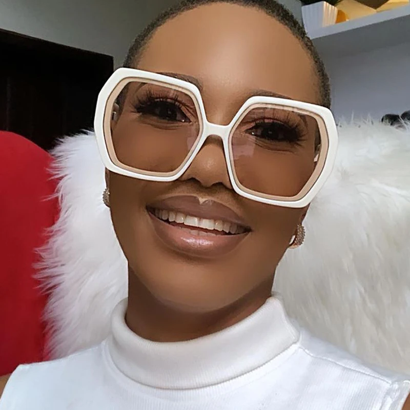 

New Fashion Irregular Polygon Square Sunglasses For Women Vintage Elegant Beige Brown Sun Glasses Female Gradient Black Shades