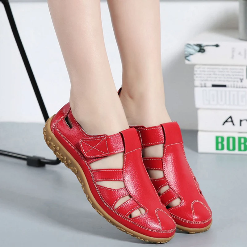 Летние винтажные женские сандалии повседневная обувь на плоской подошве ручной