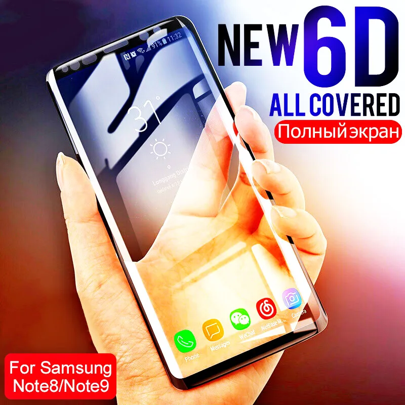9H 6D полное изогнутое покрытие из закаленного стекла для samsung Galaxy Note 9 8 Защитная